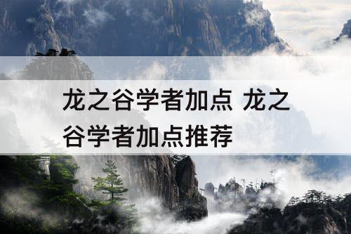 龙之谷学者加点 龙之谷学者加点推荐