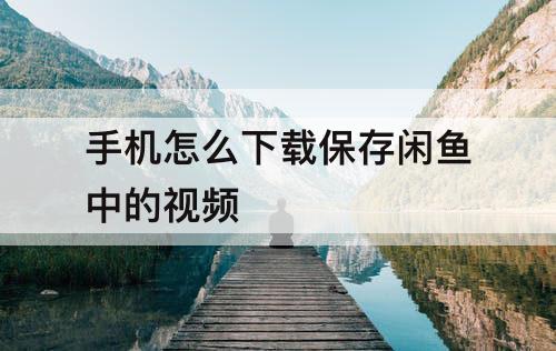 手机怎么下载保存闲鱼中的视频