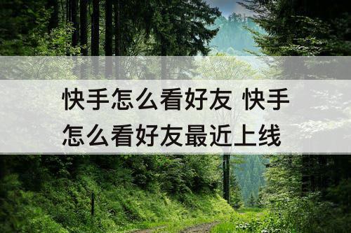 快手怎么看好友 快手怎么看好友最近上线