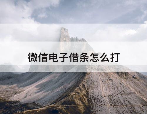 微信电子借条怎么打