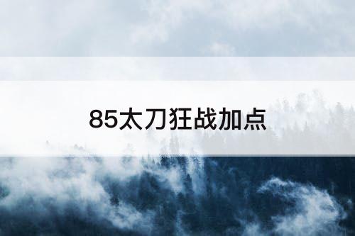 85太刀狂战加点