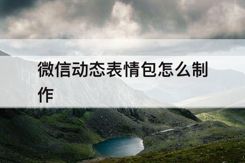 微信动态表情包怎么制作