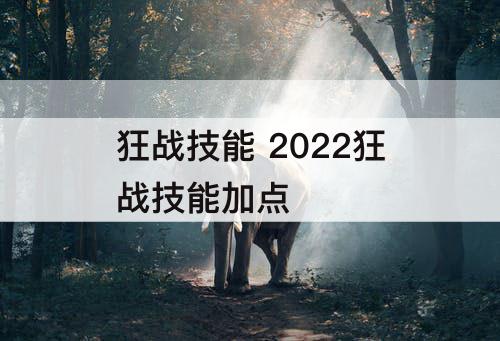 狂战技能 2022狂战技能加点