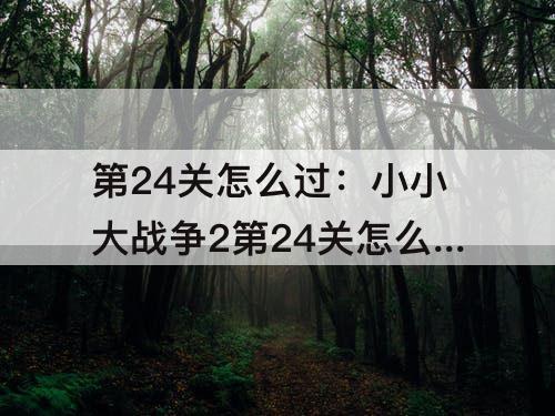 第24关怎么过：小小大战争2第24关怎么过