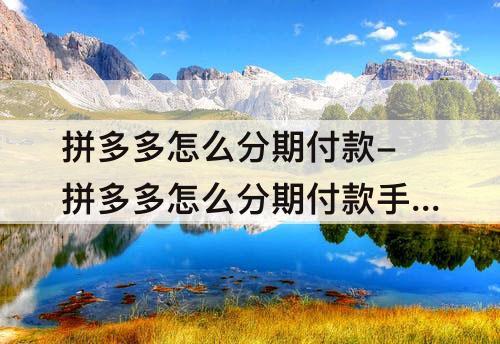 拼多多怎么分期付款-拼多多怎么分期付款手机