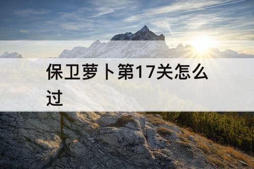 保卫萝卜第17关怎么过