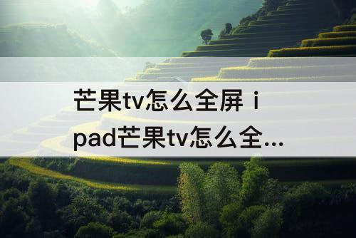 芒果tv怎么全屏 ipad芒果tv怎么全屏不了了