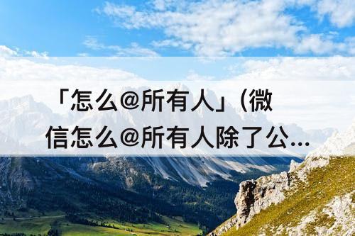 「怎么@所有人」(微信怎么@所有人除了公告)