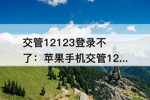 交管12123登录不了：苹果手机交管12123登录不了网络拥堵