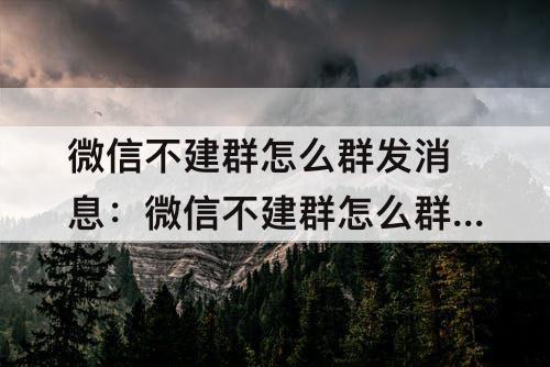 微信不建群怎么群发消息：微信不建群怎么群发消息给所有人