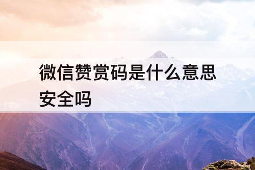 微信赞赏码是什么意思安全吗
