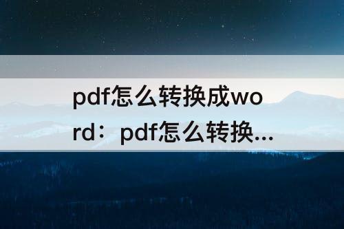 pdf怎么转换成word：pdf怎么转换成word手机上免费28页
