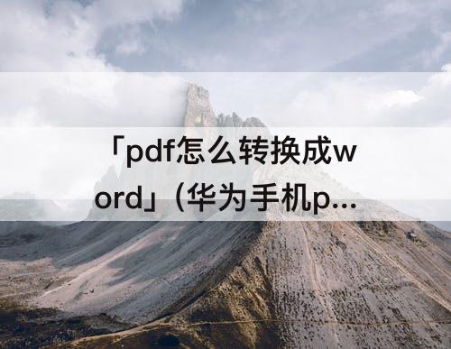 「pdf怎么转换成word」(华为手机pdf怎么转换成word)
