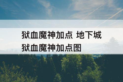 狱血魔神加点 地下城狱血魔神加点图