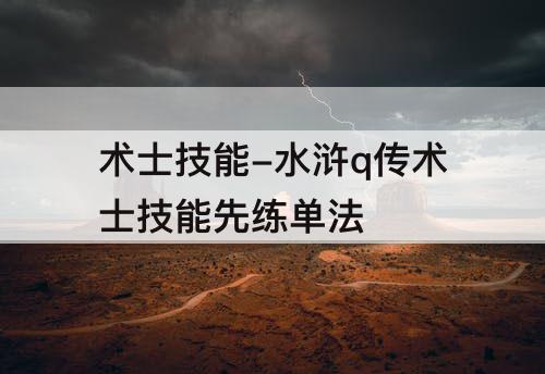 术士技能-水浒q传术士技能先练单法